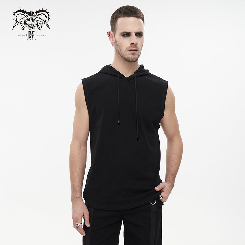 TT209 Basic style loose sleeveless punk black men hoodie
