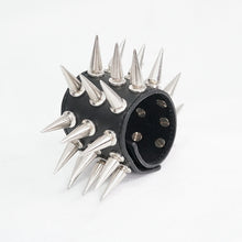 Load image into Gallery viewer, AS079 punk unisex heavy metal wide multi-row spiked leather bracelet
