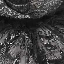Load image into Gallery viewer, ECA007 Gothic Black and silver eyelash lace jacquard high collar women triangular shawl
