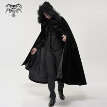 Load image into Gallery viewer, CA02601 Gothic black fur collar velvet cloak
