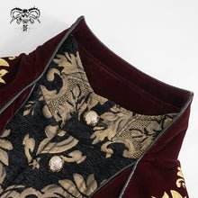 Load image into Gallery viewer, CT11802 western fashion noble party golden embroidery wine fleece men long coat
