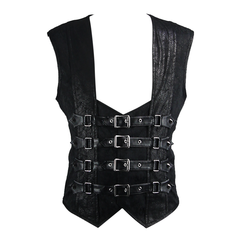 WT03401 parties wearing men black peach hearts jacquard game style punk waistcoats