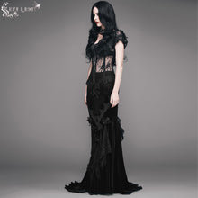 Load image into Gallery viewer, ESKT003 party rose embossed gothic velvet gown long half fishtail skirt
