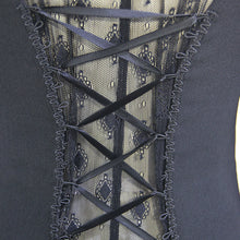 Load image into Gallery viewer, ESHT005 See through diamond pattern lace sexy ladies gothic chiffon blouse with beaded flower
