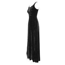Load image into Gallery viewer, ESKT027 Gothic party Queen velvet flat shouders lace up deep V chest slim sexy long dress
