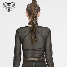 Load image into Gallery viewer, AS065 steampunk accessories brown women distressed body harness with chains
