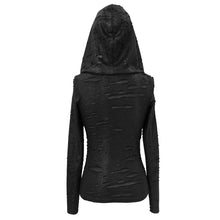 Load image into Gallery viewer, TT150 Spring punk snakeskin ripped long sleeve skinny women top with hood

