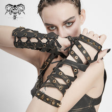 Load image into Gallery viewer, GE016 Steampunk strap leather gloves
