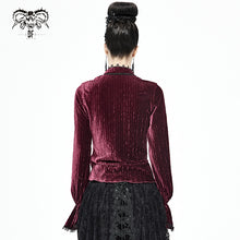 Load image into Gallery viewer, SHT07002 daily life summer wine pleated velvet sexy women blouse
