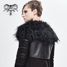Load image into Gallery viewer, WT030 Hallowmas darkness punk men fur shawl short leather vests with loops
