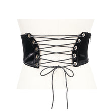 Load image into Gallery viewer, AS046 gloss imitation leather fan-shaped lace up punk women corset
