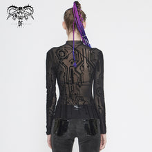 Load image into Gallery viewer, TT172 Cyberpunk Flocking Printing Basic mesh T-shirt

