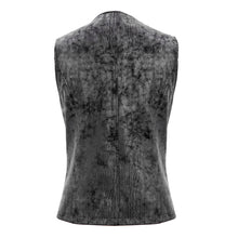 Load image into Gallery viewer, WT047 Autumn Punk rock fog-flower patterned lace up black men leather waistcoat
