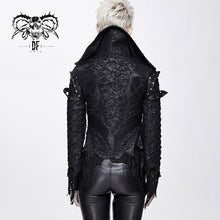 Load image into Gallery viewer, CT132 punk rock short front and long back broken holes black women jacket
