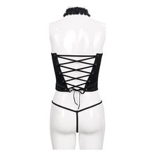 Load image into Gallery viewer, SX011 punk wild women patterned leather metallic sexy lingerie set with rivets
