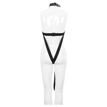Load image into Gallery viewer, SX010 punk women fetish cross-shaped halter one piece sexy lingerie with strap
