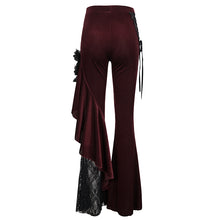 Load image into Gallery viewer, EPT01102 red Asymmetric Dark Pattern gothic women lace Flare Pants
