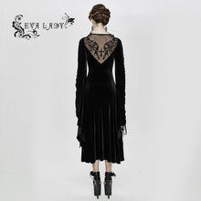 Load image into Gallery viewer, ESKT026 flocking pattern trumpet sleeve sexy ladies gothic party fitted velvet dress
