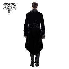 Load image into Gallery viewer, CT02801 Men black gothic hand-embroidered fake two pieces velvet coats
