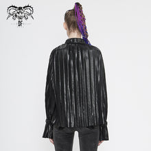 Load image into Gallery viewer, SHT05501 Cyberpunk bright black pleated blouse
