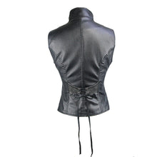 Load image into Gallery viewer, WT02801 Autumn embroidered punk motorcycle women leather short waistcoat
