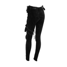 Load image into Gallery viewer, PT102 biker daily dark pattern women punk stretchy fitted pants with bags
