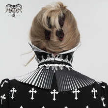 Load image into Gallery viewer, AS124 Gothic pleated black and white turtleneck collar
