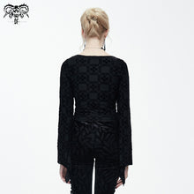 Load image into Gallery viewer, TT073 Summer daily gothic pattern comfortable horn sleeves sexy ladies velvet T-shirt
