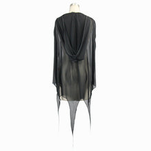 Load image into Gallery viewer, CA008 black women punk hooded mesh bat shawl
