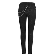 Load image into Gallery viewer, PT120 Spring punk streetwear printed stretch fitted women black pants with zippper
