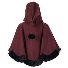 Load image into Gallery viewer, CA02802 wine double sided woolen contrast color shawl with fur
