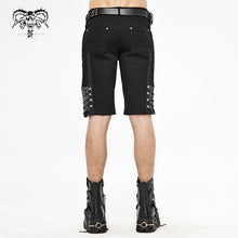 Load image into Gallery viewer, PT140 Punk rough rope mesh spliced men fifth trousers

