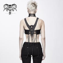 Load image into Gallery viewer, WT037 performance darkness sexy women mesh bra punk lace up top with neckline
