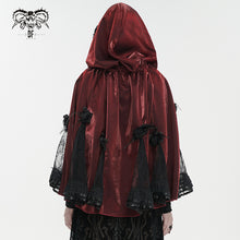 Load image into Gallery viewer, CA03602 Black and red Glitter Gothic Rose Cape
