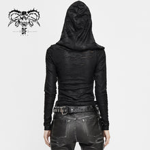 Load image into Gallery viewer, TT150 Spring punk snakeskin ripped long sleeve skinny women top with hood
