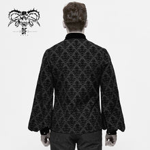 Load image into Gallery viewer, SHT059 Gothic black court pattern flocking floral patterned men basic style velvet shirts
