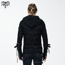 Load image into Gallery viewer, TT084 punk men ripped finger covered autumn hooded black top
