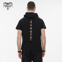Load image into Gallery viewer, TT206 Everyday Woven Black Short Sleeves Punk Men Hoodie
