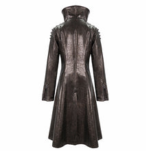 Load image into Gallery viewer, CT17902 punk women winter brown puff big collar long leather coat
