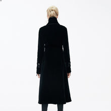 Load image into Gallery viewer, CT06101 Gothic black patchwork big chinese frog velveteen women long coat
