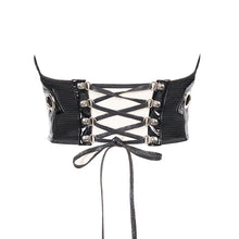 Load image into Gallery viewer, AS074 Cyberpunk bright leather women lace up mesh belts
