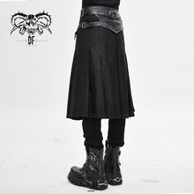 Load image into Gallery viewer, SKT108 punk metallic mist textured leather waistband dark grain pleated men kilts
