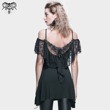 Load image into Gallery viewer, TT015 daily Gothic small rose lace tassel back over hip sexy women long t-shirts
