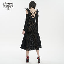 Load image into Gallery viewer, SKT163 Gothic flocked printing off-the-shoulder dress
