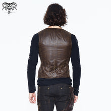 Load image into Gallery viewer, WT019 designer men brown striped metal clasp steampunk waistcoat with loop
