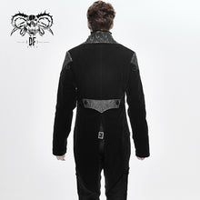Load image into Gallery viewer, CT14001 vintage fastener gothic men black fake two pieces embroidered velvet jackets
