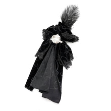 Load image into Gallery viewer, AS072 Gothic unisex delicate brooches and feather velveteen bow tie
