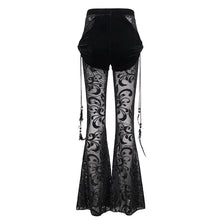 Load image into Gallery viewer, ept012 Fake two-piece flocked mesh flared pants
