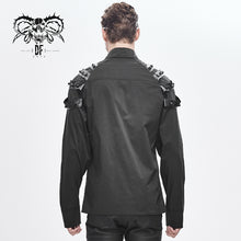 Load image into Gallery viewer, SHT047 cyberpunk darkness raglan long sleeve men shirts with leather loops

