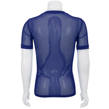 Load image into Gallery viewer, TT03905 party blue diamond-shaped net basic style short sleeve men T-shirts
